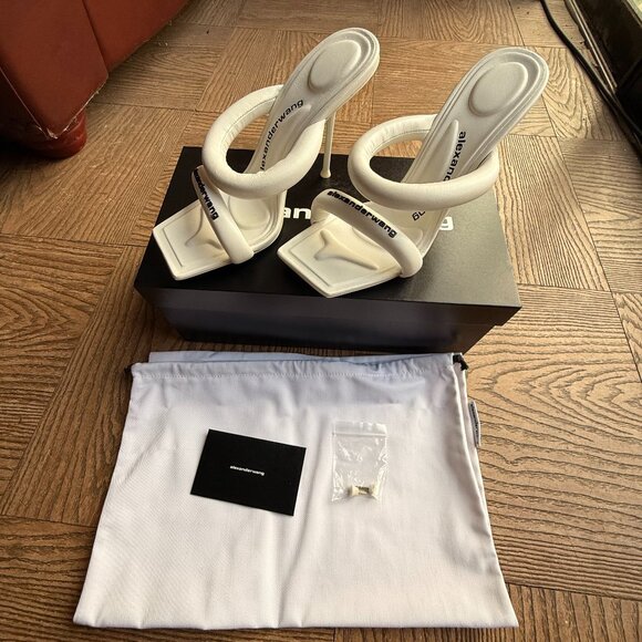 NEW Alexander Wang Julie Tubular Sandal White Leather Size 7 - Picture 2 of 15